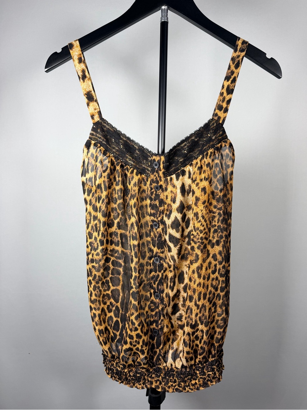 Kirra Leopard Print Camisole with Black Lace Trim